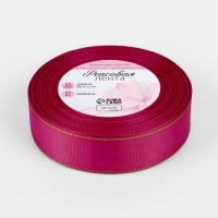 Лента репсовая 25мм*25&plusmn;1ярд(23м&plusmn;1м) золотые нити №028 ярко-розовый АУ