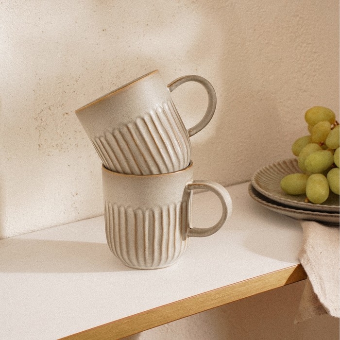 Набор кружек фарфоровых SL Home &laquo;Монти&raquo;, 400 мл, цвет коричневый