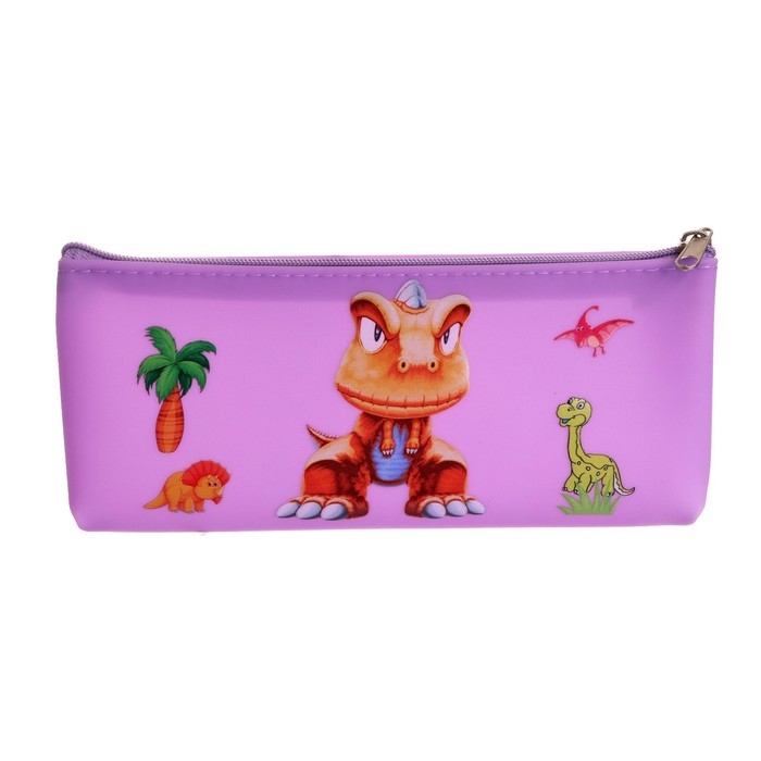 Пенал школьный на молнии "Динозавр", МИКС