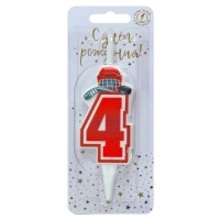 Свеча в торт &laquo;Хоккейная&raquo;, цифра 4, красная
