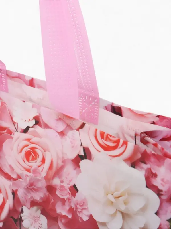 Сумка для покупок Цветы, 32*10*26. отд без молнии,  розовый