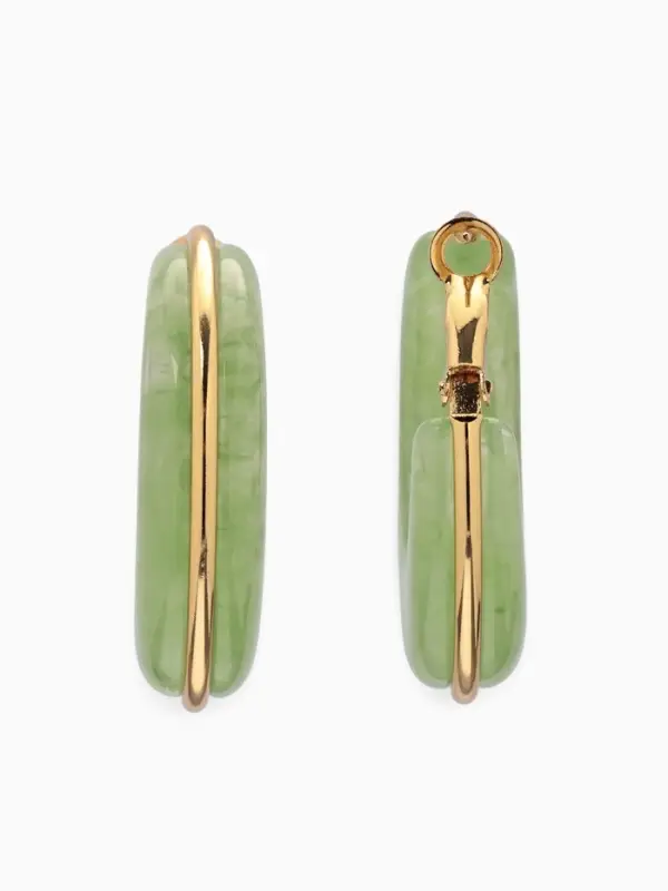 Серьги-кольца акрил "Тренд", цвет нефритовый в золоте