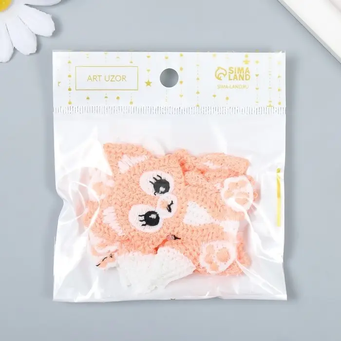 Декор для творчества текстиль вышивка "Лисёнок" 7,5х5 см