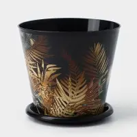 Горшок для цветов Доляна &laquo;Голди&raquo;, 800 мл, цвет чёрный