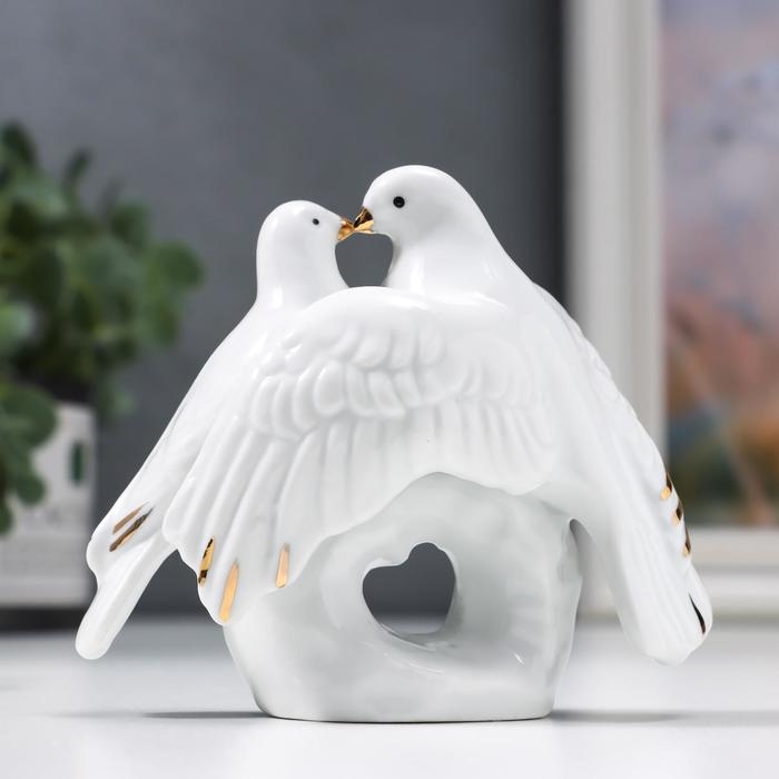 Фигурка керамика &laquo;2 голубя на камушке&raquo;, стразы, 9&times;10&times;3.7 см