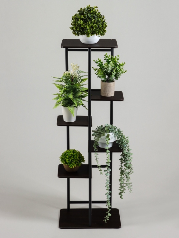 Подставка для цветов Greengo, 6 полок, 36 &times; 23 &times; 106 см, напольная, каркас металл, полки МДФ, чёрная