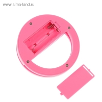 Светодиодная кольцевая лампа для телефона Luazon AKS-03, от батареек, 3 режима, розовая Светодиодная кольцевая лампа для телефона Luazon AKS-03, от батареек, 3 режима, розовая