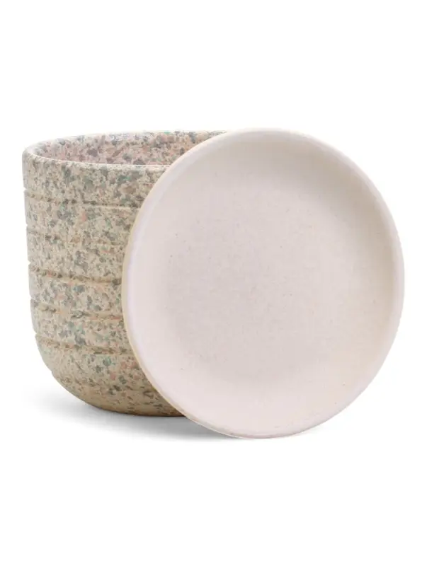 Горшок цветочный  с поддоном 0,8 л, белый керамика "Пряности" (М)