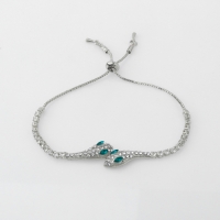 Браслет со стразами &laquo;Змея&raquo;, цвет зелёный в серебре