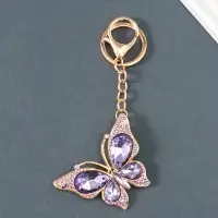 Брелок металл, стразы на карабине "Бабочка" прозрачный 4,7х6,4х0,8 см