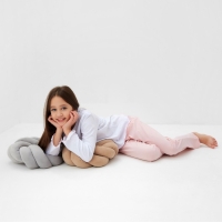 Пижама для девочки (кофта и брюки) MINAKU, цвет белый/розовый, рост 146 см