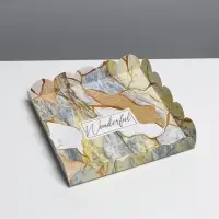 Коробка для печенья, кондитерская упаковка с пластиковой крышкой, &laquo;Камень&raquo;, 18 х 18 х 3 см