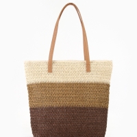 Сумка пляжная Полосы, 47*12*35, отд на молнии, подкладка, беж/коричневый