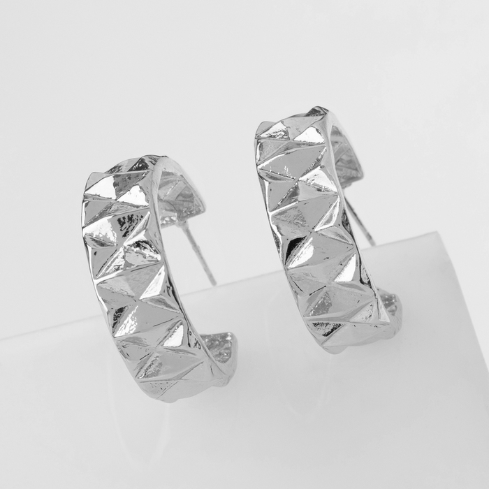 Серьги-кольца &laquo;Геометрия&raquo; орнамент, цвет серебро, d=2,8 см