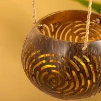 Подсвечник подвесной из кокоса, 9-12 см, коричневый