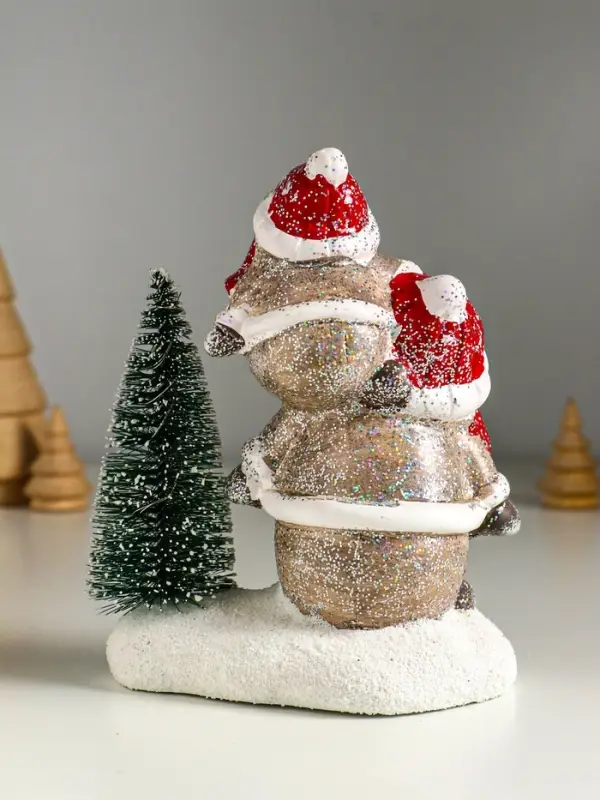 Сувенир керамика свет "Два снеговичка у ёлочки" 12х7,5х15,5 см