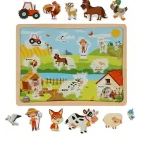 Пазлы для малышей "Ферма" цветные липучки
