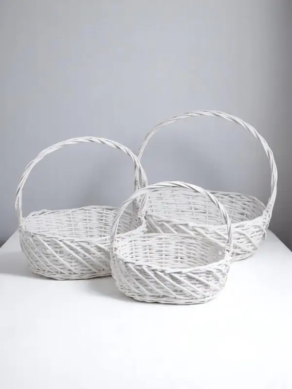 Набор корзин овальные 3 шт L:44х36 см,Н14 см,Н с руч.42 см,дно38х29 см.M:38х30х13Hх37HHх33,