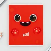 Тетрадь в клетку, 48 л., А5, на скрепке, блок №1, Boo!, МИКС