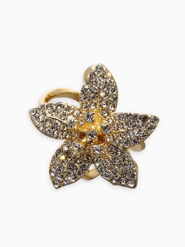 Кольцо для платка "Цветок Лилии", цвет белый в золоте