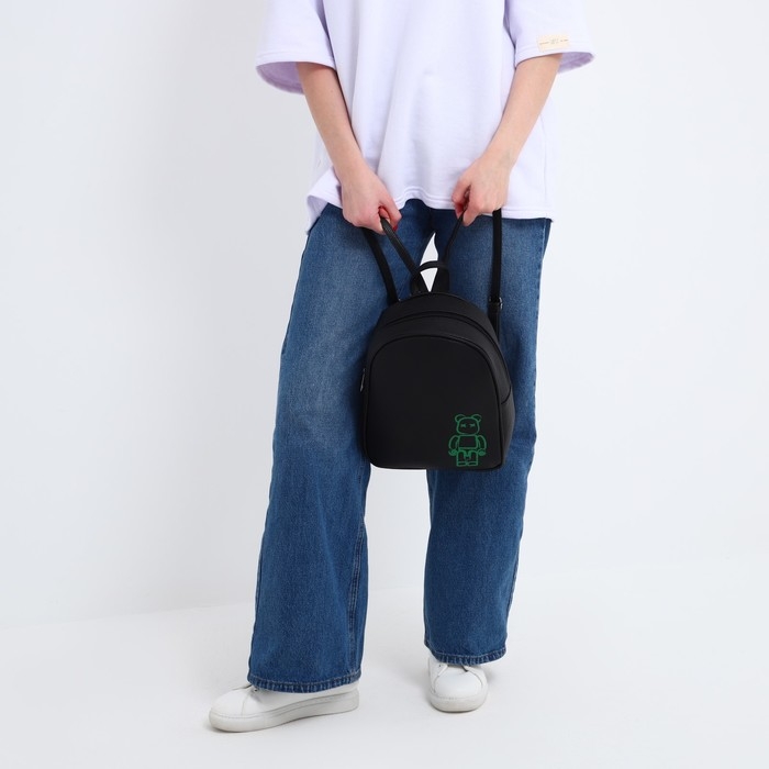 Рюкзак школьный из искусственной кожи &laquo;Неон&raquo; 27х23х10 см