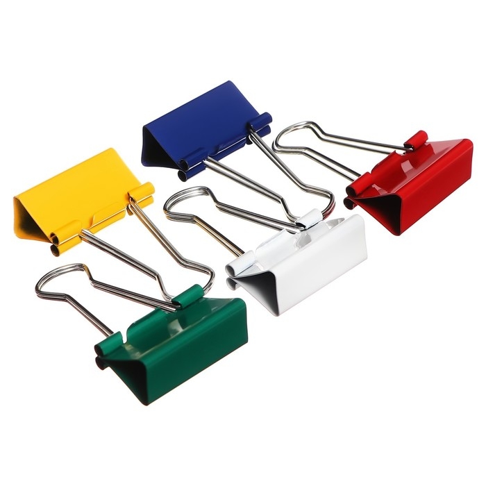 Набор зажимов для бумаг цветных 32мм, 24 штук, 5 цветов, в пластиковой тубе Набор зажимов для бумаг цветных 32мм, 24 штук, 5 цветов, в пластиковой тубе