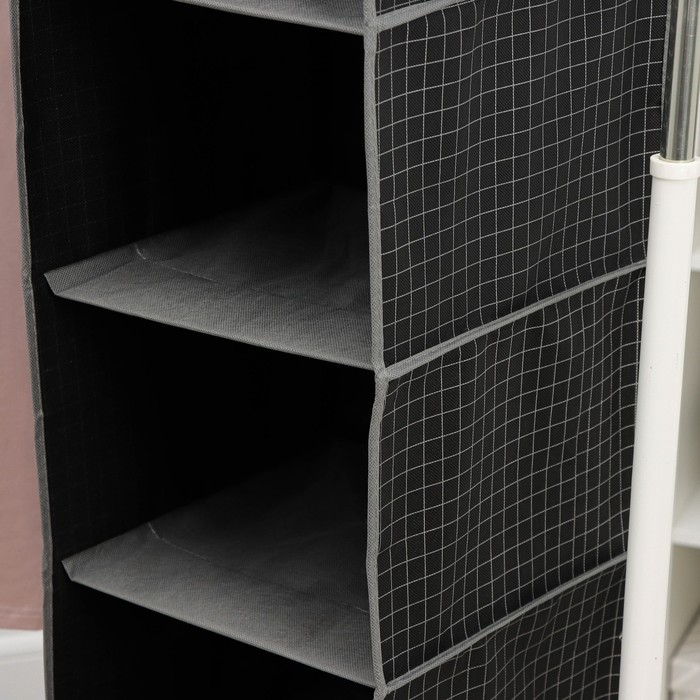 Органайзер подвесной Доляна &laquo;Кло&raquo;, 4 отделения, 30&times;30&times;80 см, цвет чёрный