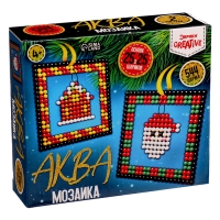 Аквамозаика &laquo;Шары с Дедом Морозом и домиком&raquo;, 2 фигурки, 544 шарика