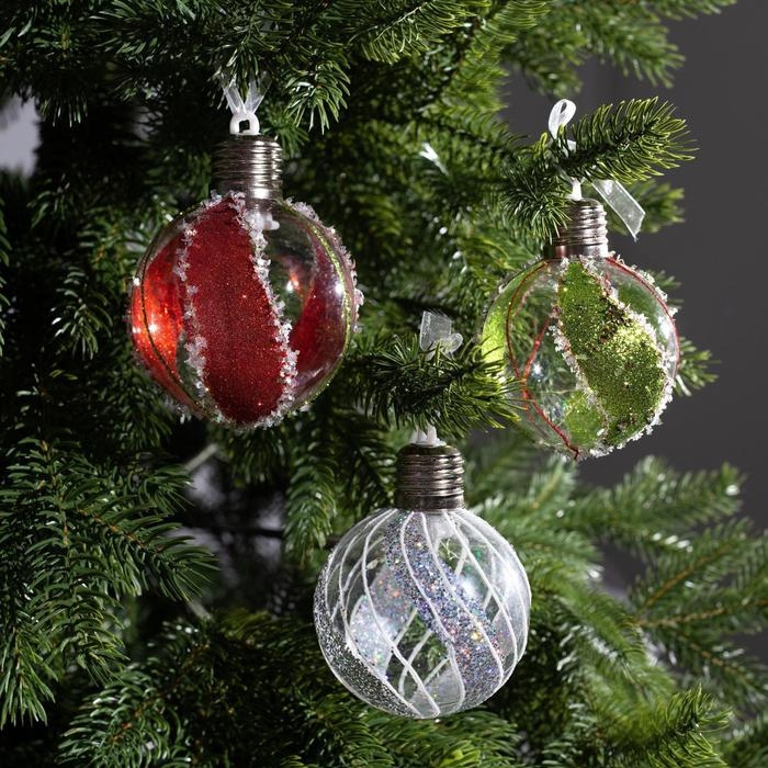 Набор ёлочных шаров «Шары с блёстками» 3 шт., батарейки, 5 LED, свечение белое Набор ёлочных шаров «Шары с блёстками» 3 шт., батарейки, 5 LED, свечение белое