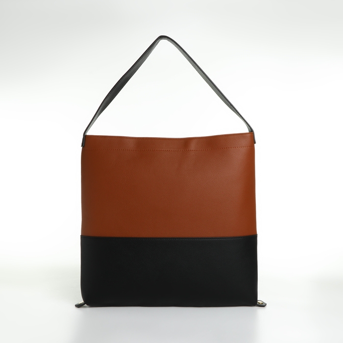 Сумка-мешок женская на молнии, цвет коричневый/чёрный Сумка-мешок женская на молнии, цвет коричневый/чёрный