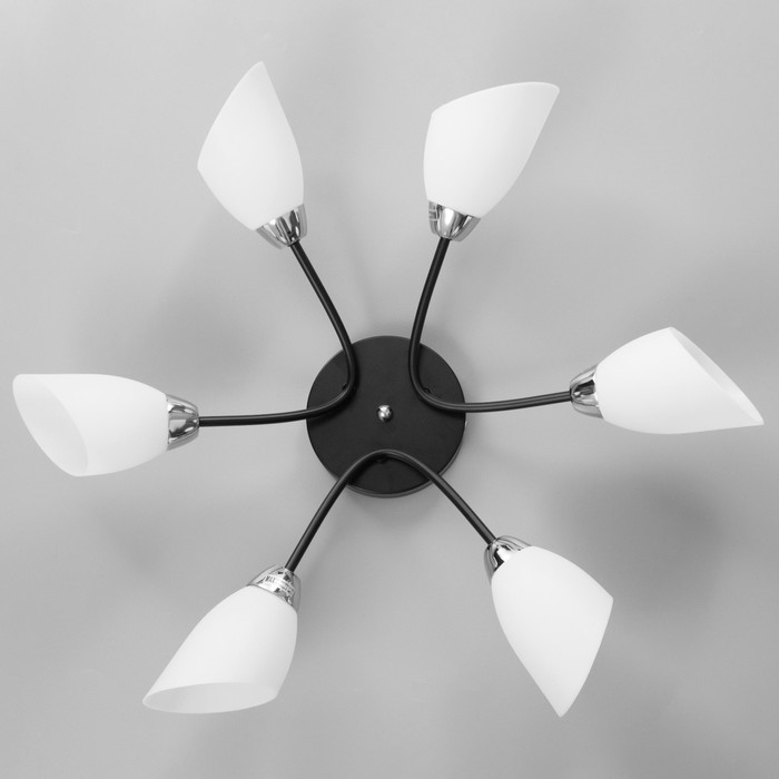 Люстра "Барра" 6х60Вт E14 черный-хром 74х74х19 см.