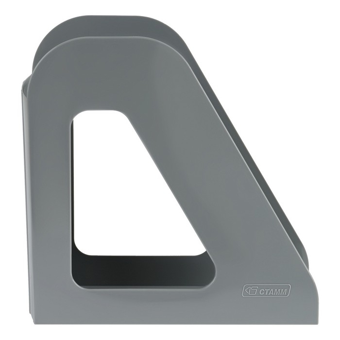 Лоток для бумаг вертикальный Стамм "Фаворит", пластиковый, ширина 90 мм, серый