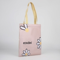 Шопер &laquo;Цветы&raquo; 35х0.5х40 см, отдел без молнии, без подклада, бежевый