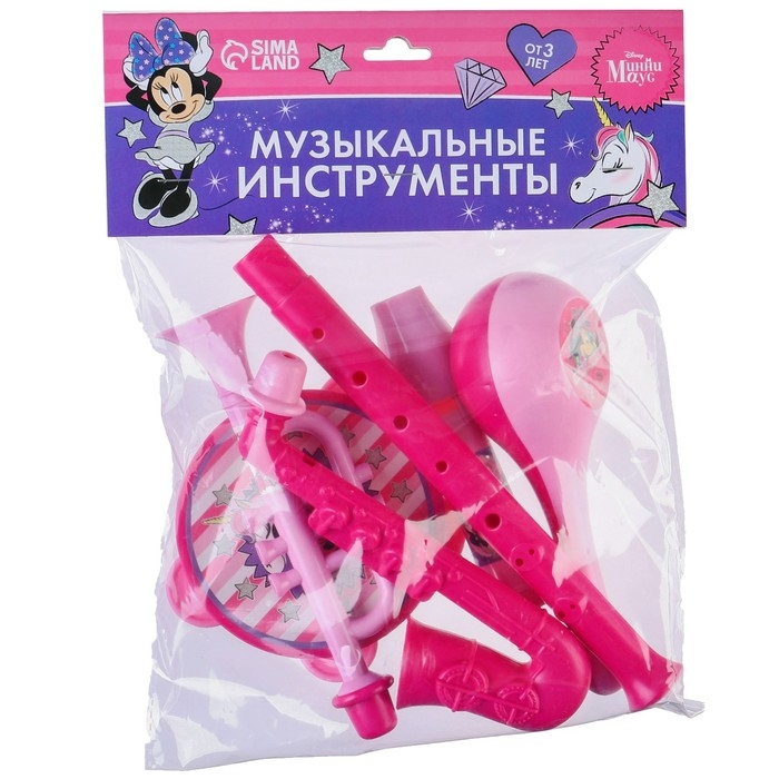 Музыкальные инструменты &laquo;Минни Маус&raquo;, в наборе 6 предметов, цвет розовый