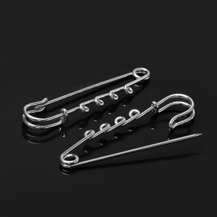 Булавка для подвесок PO-065 №03, (набор 2 шт) 70&times;20&times;7мм, цвет серебра