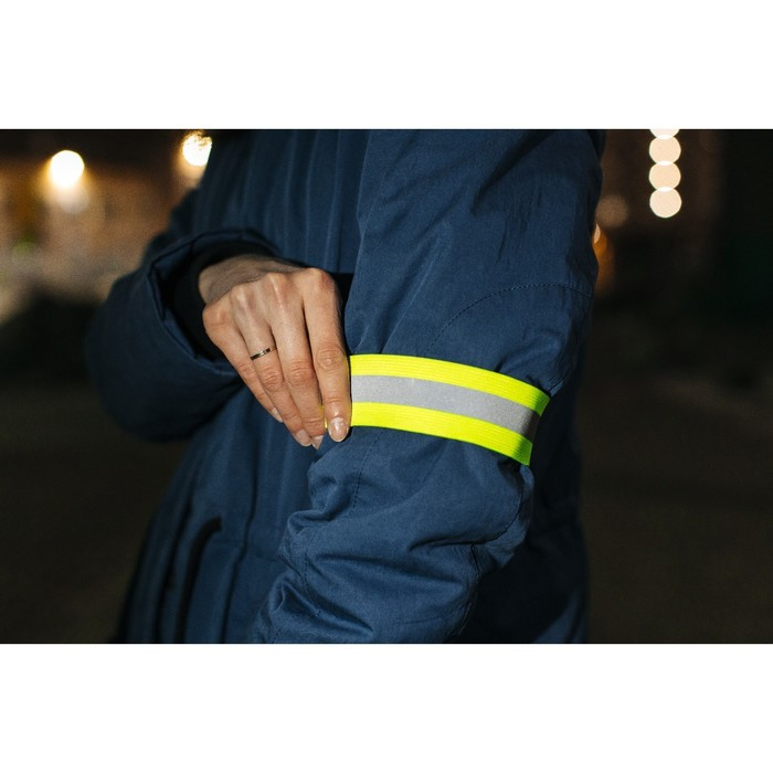 Светоотражающая лента-резинка, 50 мм, 10 &plusmn; 1 м, цвет салатовый