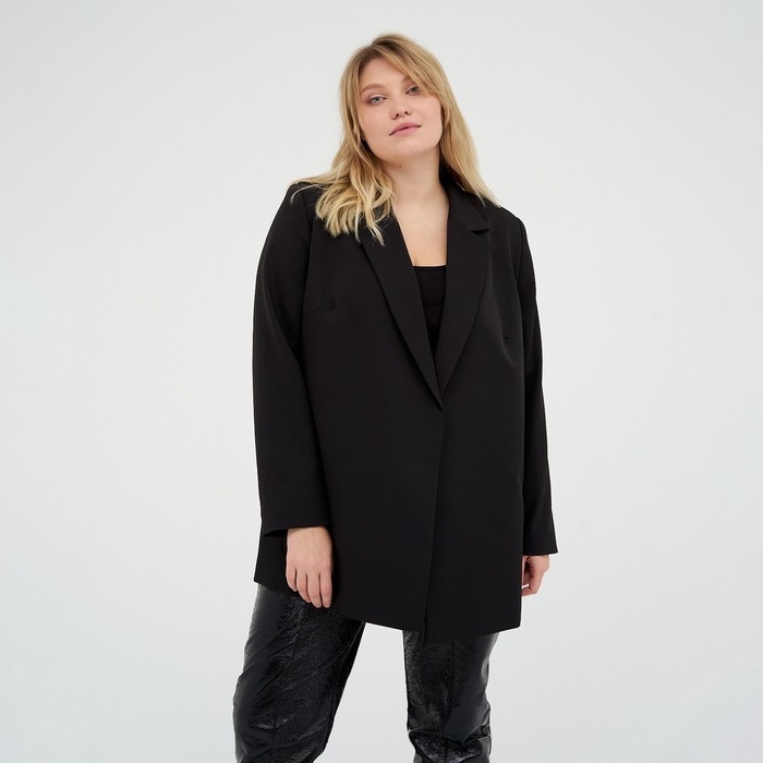 Пиджак женский с поясом MIST plus-size, размер 58, цвет чёрный Пиджак женский с поясом MIST plus-size, размер 58, цвет чёрный