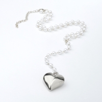 Кулон с жемчугом &laquo;Сердце&raquo; макси цвет серебро, 40см