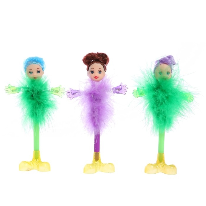 Ручка-прикол Calligrata Ручка-прикол Calligrata "Пух-куколка", шариковая, на подставке, МИКС