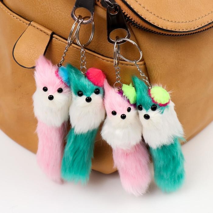 Пушистик на кольце Пушистик на кольце "В радужной шляпке со стразой", МИКС