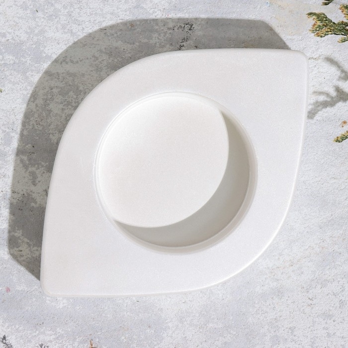 Подсвечник "Глаз. Мрамор"  из гипса, 14,5х9,5х2см,белый перламутр