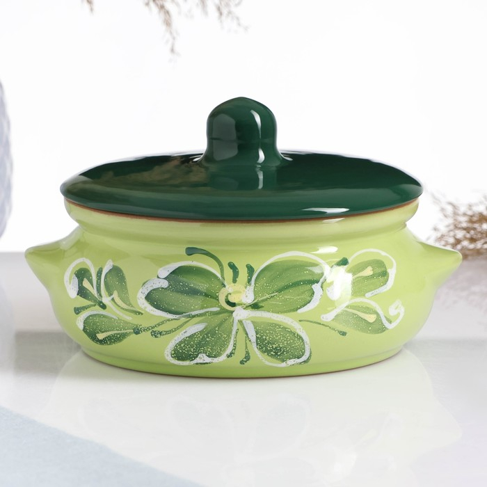 Горшок керамический для запекания Горшок керамический для запекания "Борисовский" 0,7л / 15х9см, зеленый