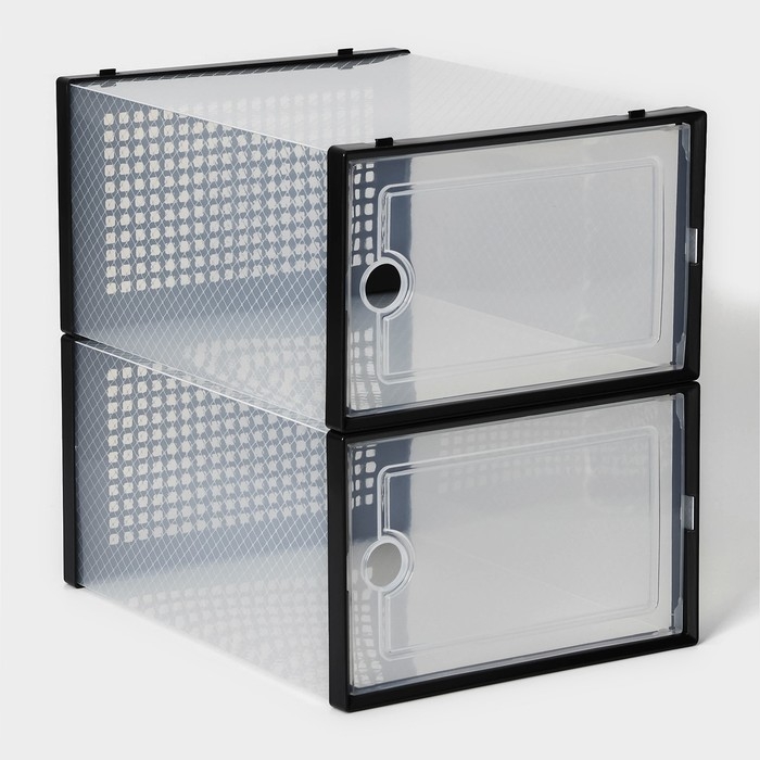 Коробка для хранения обуви с дверцей Доляна Large size, 26&times;33,5&times;16,5 см, 2 шт