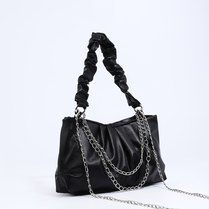 Сумка-багет на молнии, цвет чёрный