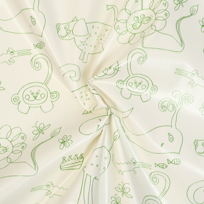 Клеенка детская &laquo;Мультики&raquo;, р-р. 100х140 см., без окантовки, цвет белый/зеленый