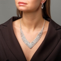 Набор 2 предмета: серьги, колье &laquo;Искры&raquo; уголком, цвет белый в серебре, 30 см