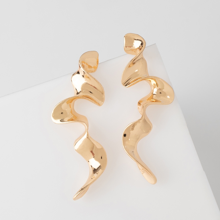 Серьги металл &laquo;Блеск&raquo; волна, цвет золото