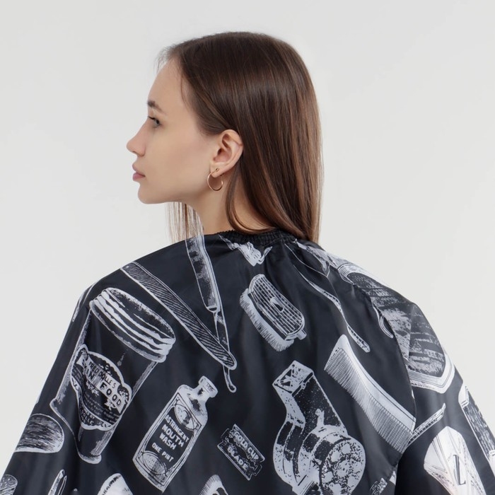 Пеньюар парикмахерский, цвет чёрный/белый Пеньюар парикмахерский, цвет чёрный/белый