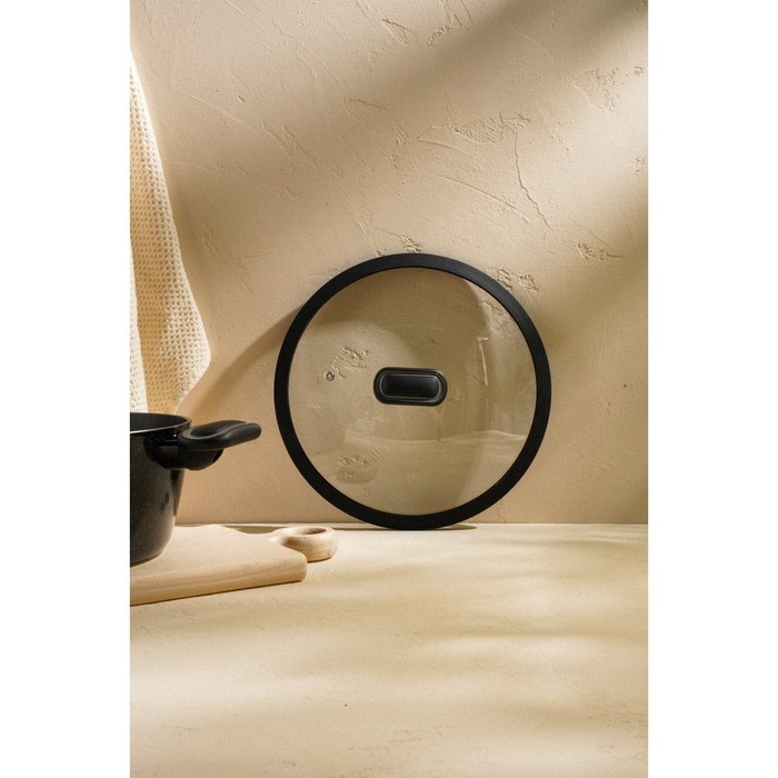 Крышка стеклянная SL Home, d=26 см, с силиконовым ободком Крышка стеклянная SL Home, d=26 см, с силиконовым ободком