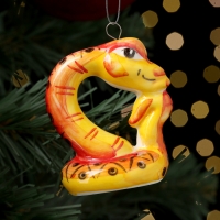 Новый год. Ёлочная игрушка символ года "Змей Мыслитель красный", 7 см, фарфор